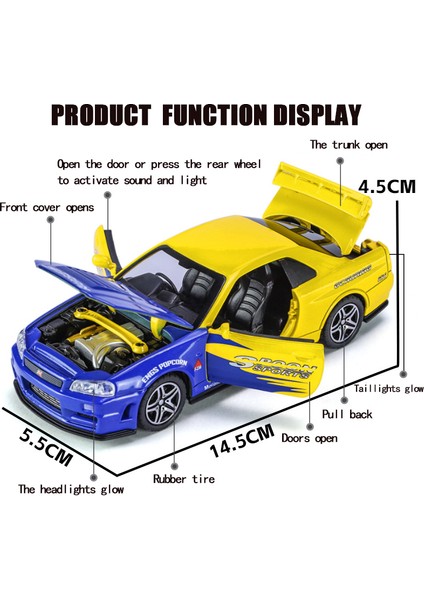 1:32 Gtr R34 Skylıne Hızlı Alaşım Simülasyon Araba Modeli Pres Döküm ve Oyuncak Araçlar ve Öfkeli Arabalar Dekorasyon Oyuncaklar Çocuklar Için Çocuk (Yurt Dışından)