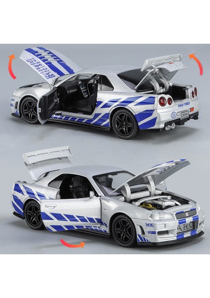 1:32 Gtr R34 Skylıne Hızlı Alaşım Simülasyon Araba Modeli Pres Döküm ve Oyuncak Araçlar ve Öfkeli Arabalar Dekorasyon Oyuncaklar Çocuklar Için Çocuk (Yurt Dışından)