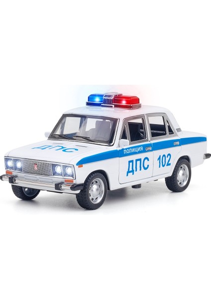 1/24 Lada 2106 Polis Alaşım Araba Modeli Metal Döküm Oyuncaklar Geri Çekin Ses ve Işık Simülasyon Araçlar Çocuklar Için Hediyeler (Yurt Dışından)