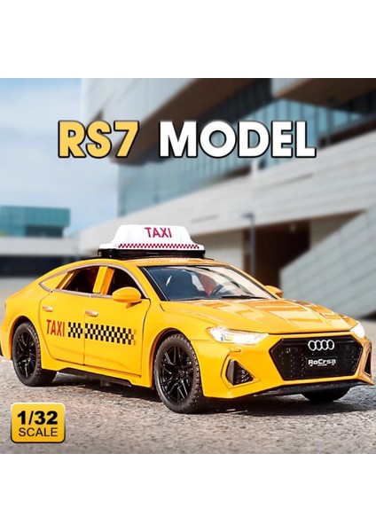 1:32 Audi Rs7 Minyatür Taksi Oyuncak Model Arabalar Alaşım Döküm Geri Çekin Ses Işığı 6 Kapı Açık Araçlar Dekorasyon Erkek Hediyeler (Yurt Dışından)