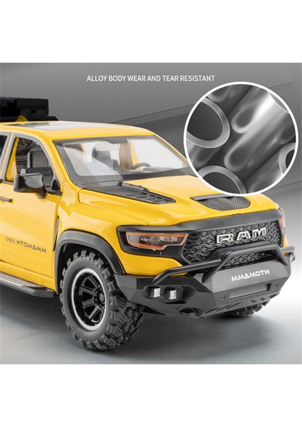 1:32 Dodge Mamut 1000 Trx Alaşım Pikap Araba Modeli Döküm Metal Off-Road Araç Modeli Ses ve Işık Simülasyon Çocuk Oyuncak Hediye (Yurt Dışından) modelleri