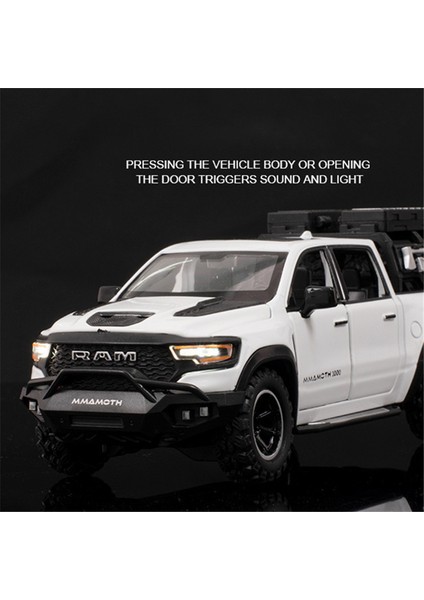 1:32 Dodge Mamut 1000 Trx Alaşım Pikap Araba Modeli Döküm Metal Off-Road Araç Modeli Ses ve Işık Simülasyon Çocuk Oyuncak Hediye (Yurt Dışından) fırsatları