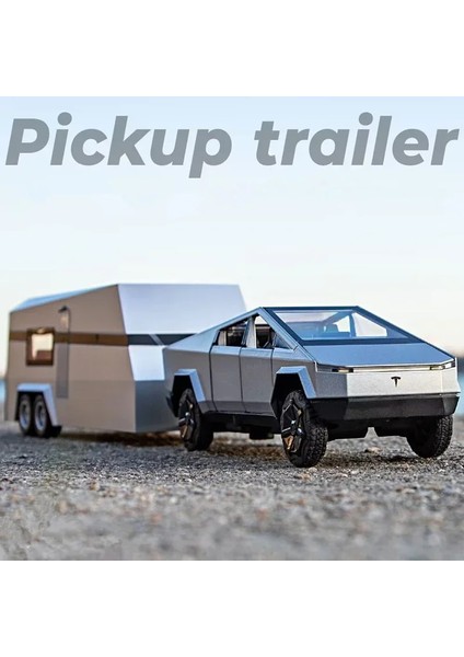 1/32 Tesla Cybertruck Pikap Alaşım Araba Modeli Döküm Off-Road Araçlar Kamyon Araba Modeli Ses Işığı Çocuk Oyuncakları Bavul ile Hediye (Yurt Dışından)