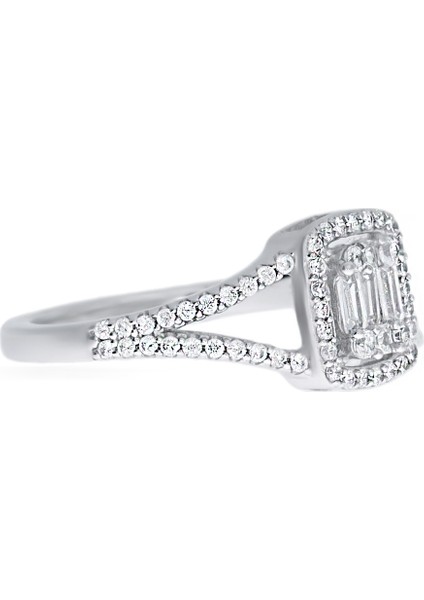 Kadın V Detay Baget Model Gümüş Yüzük