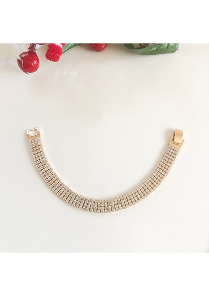 Paslanmaz Çelik Zirkon Taşlı 4 Şeritli Su Yolu Çelik Zincir Bileklik modelleri