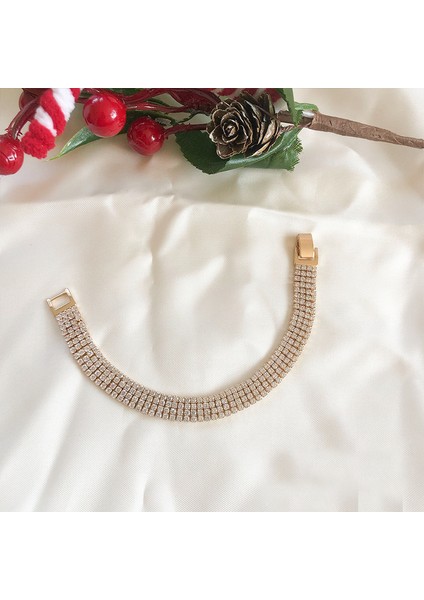 Paslanmaz Çelik Zirkon Taşlı 4 Şeritli Su Yolu Çelik Zincir Bileklik indirimleri