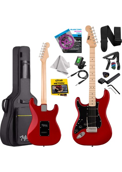 RPH-31RD Solak Elektro Gitar Seti Maple Klavye Strat Kasa sss manyetik