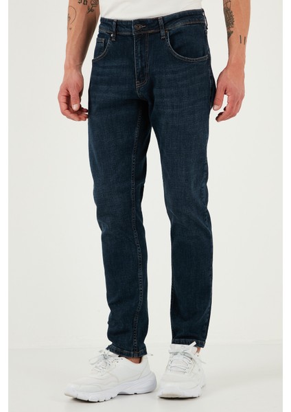Pamuklu Slim Fit Yüksek Bel Dar Paça Jeans Erkek Kot Pantolon 3300S82TOKYO fırsatları