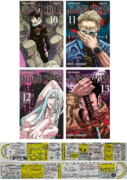 Jujutsu Kaisen 10-11-12-13. Ciltler Manga Seti + Mat. Öğreten Cetvel