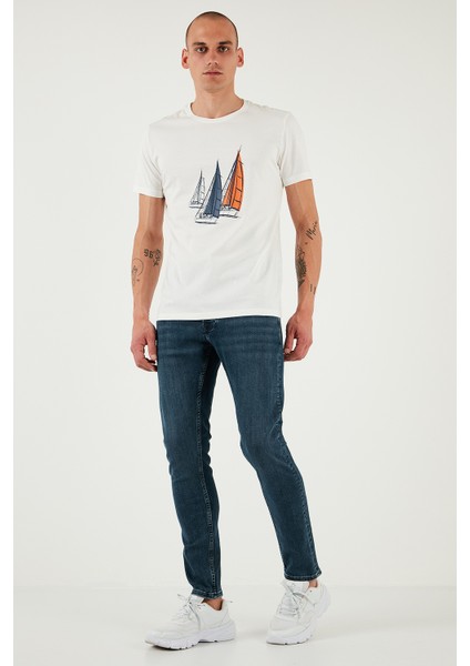 Streç Pamuklu Slim Fit Normal Bel Dar Paça Jeans Erkek Kot Pantolon 1124S77NAPOLI