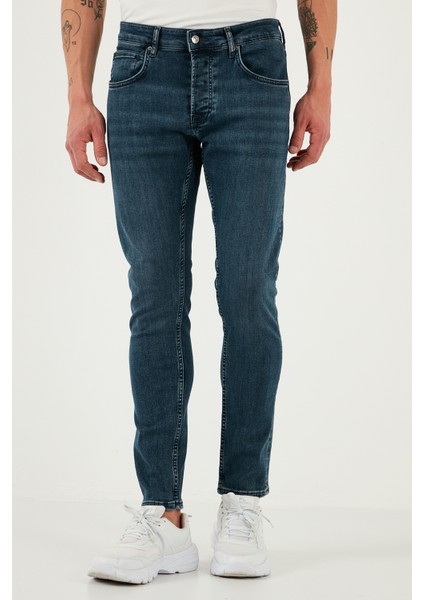 Streç Pamuklu Slim Fit Normal Bel Dar Paça Jeans Erkek Kot Pantolon 1124S77NAPOLI fiyatları