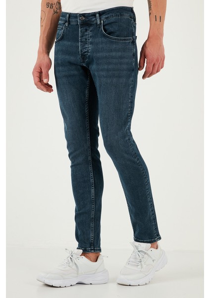 Streç Pamuklu Slim Fit Normal Bel Dar Paça Jeans Erkek Kot Pantolon 1124S77NAPOLI fırsatları