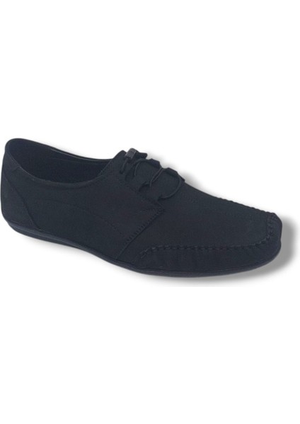 278 Erkek Siyah Lastik Bağcıklı Nubuk Deri Loafer Ayakkabı fırsatları