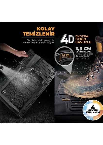 Promats Maxımum Binek Araçlara Uyumlu 4d Havuzlu Oto Paspas (Gri)