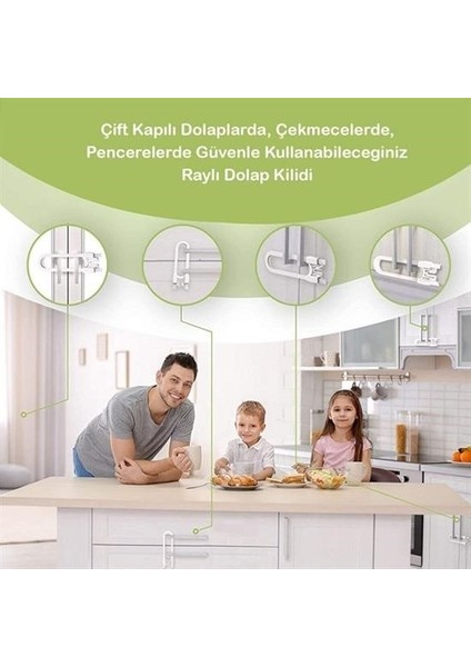 ® Bebek Çocuk Çekmece ve Dolap Koruma Raylı Güvenlik Sistemi Emniyet Kilidi