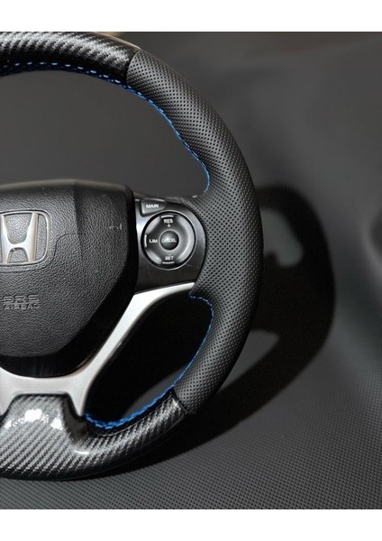 Honda Civic Fb7 Araca Özel Direksiyon Kılıfı (Kristal Karbon Soft Nokta Mavi Ipli) modelleri