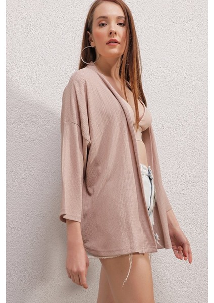 5862 Örme Kimono - Bej modelleri