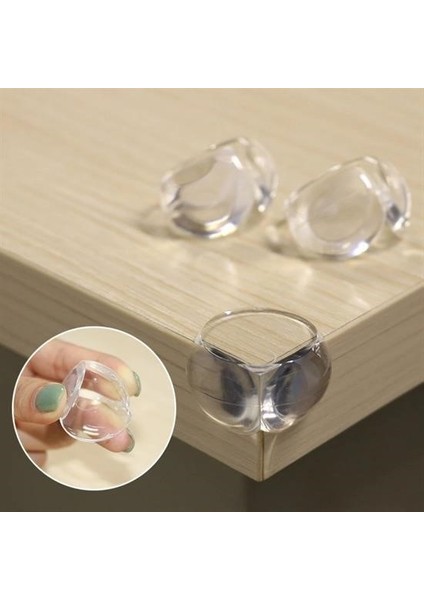 ® Bebek Çocuk Yumuşak ve Esnek Dairesel Şeffaf Yapışkanlı Güvenlik Köşe Koruyucu (4 Adet)