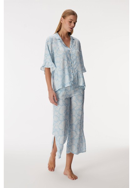 11353 Kadın Kısa Kol Gömlek ve Pantolon Takım