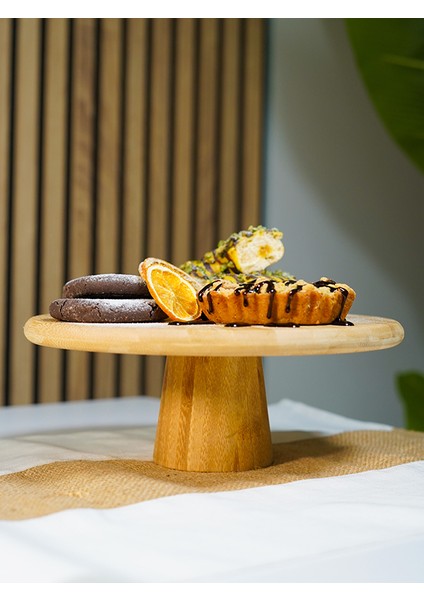 Badehome Decoration Doğal Bambu Ayaklı Yuvarlak Sunum Tabağı 25 cm fiyatları