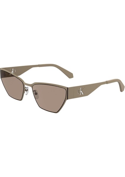 Ckj 24207S 671 58 Unisex Geometrik Kahverengi Metal Güneş Gözlüğü