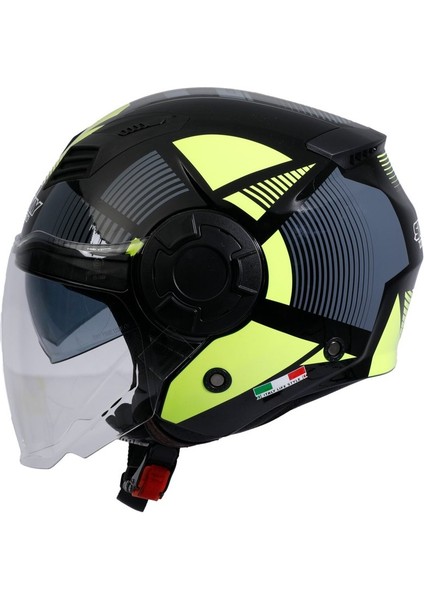 Sw 766 Geko Black Yellow Yarım Kask