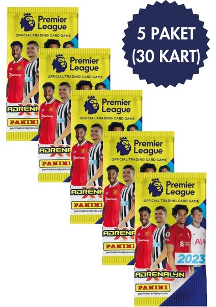 Panini Lisanslı Premier League 2023 Koleksiyon Trading Cards 6lı x 5 Paket