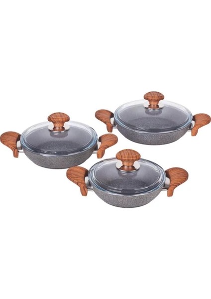 Ipekler Home Özkent Granit Gri Sahan Set Ahşap Sap K-514.03