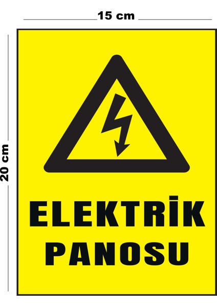 Metal Elektrik Panosu 15 cm x 20 cm Uyarı Levhası Yönlendirme Tabelası