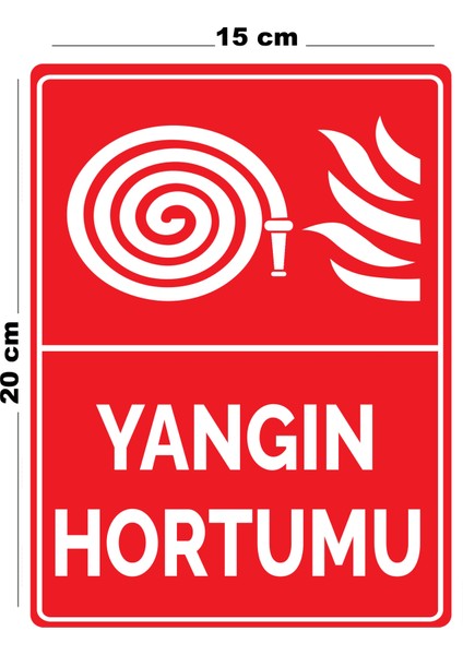 Metal Yangın Hortumu 15 cm x 20 cm Uyarı Levhası Yönlendirme Tabelası