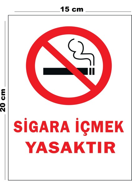Metal Sigara İçmek Yasaktır 15 cm x 20 cm Uyarı Levhası Yönlendirme Tabelası
