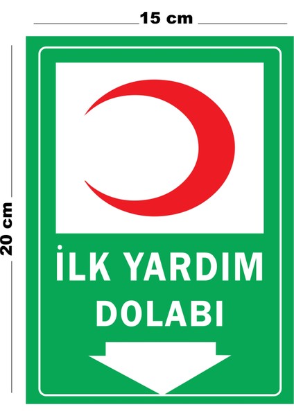 Metal İlk Yardım Dolabı 15 cm x 20 cm Uyarı Levhası Yönlendirme Tabelası