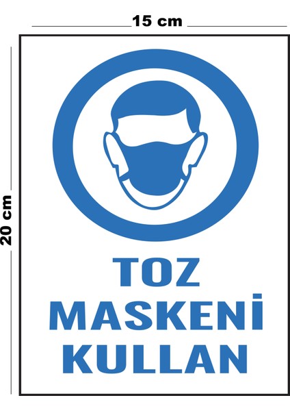 Metal Toz Maskeni Kullan 15 cm x 20 cm Uyarı Levhası Yönlendirme Tabelası