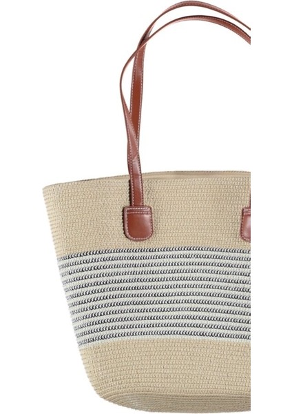 Modern Tasarım Kadın Hasır Çanta Plaj Çanta Rattan Çanta Çizgi Desen
