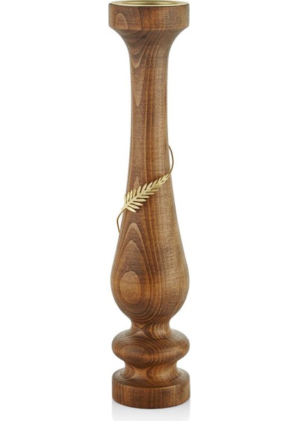 Seta Tel Yapraklı Ahşap Mumluk 9*9*45 cm