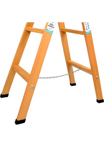 Buse Ahşap Merdiven Buse Premium 7+7 Çift Çıkışlı Geniş Basamaklı A Tipi Ahşap Merdiven 230 cm