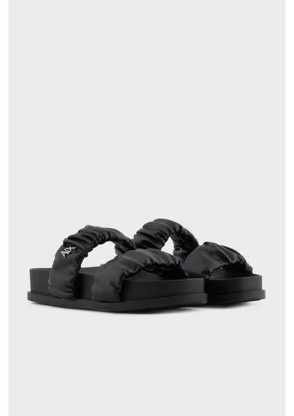 Logolu Çift Bantlı Büzgü Detaylı Terlik Bayan Terlik XDP062 XV926 00002 fiyatları