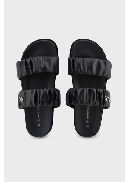 Logolu Çift Bantlı Büzgü Detaylı Terlik Bayan Terlik XDP062 XV926 00002 modelleri