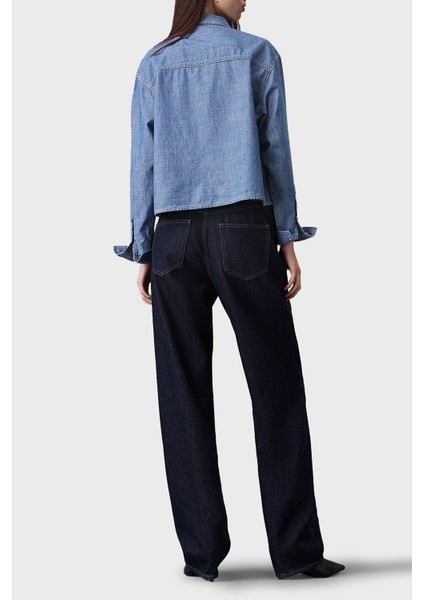 Pamuklu Relaxed Fit Tek Cepli Kısa Gömlek J20J2250111A4 Kadın Gömlek J20J225011 1A4