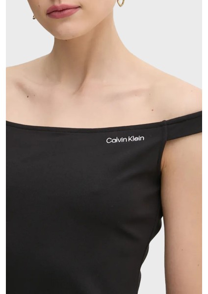 Streç Logolu Slim Fit Kayık Yaka Mini Boy Elbise J20J225541BEH Bayan Elbise J20J225541 Beh