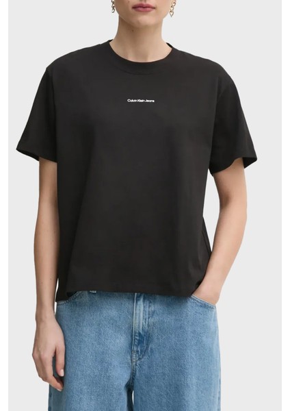 Baskılı Pamuk Comfort Fit Bisiklet Yaka T Shirt J20J225261BEH Bayan T Shirt J20J225261 Beh fiyatları