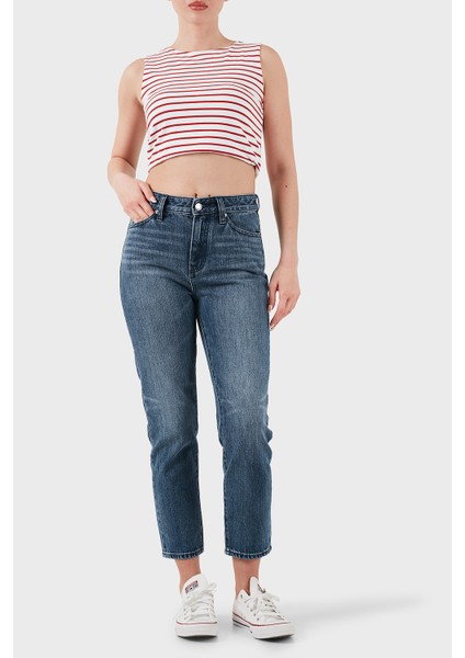 Pamuklu Relaxed Fit Yüksek Bel Düz Paça Jeans Bayan Kot Pantolon XW000073 AF12845 MB001