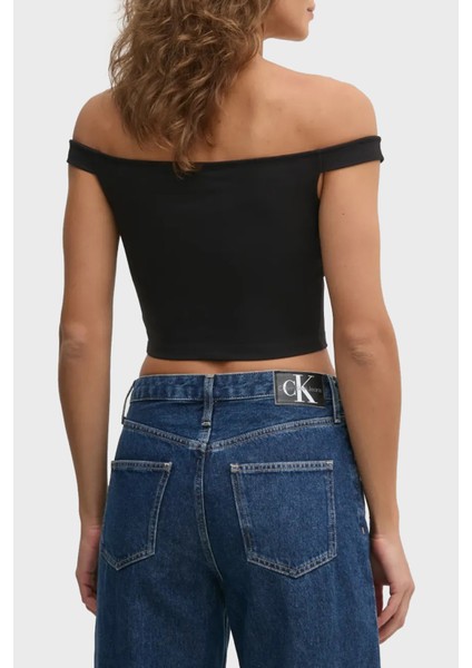 Streç Logolu Slim Fit Kayık Yaka Top J20J225542BEH Bayan Top J20J225542 Beh fiyatları