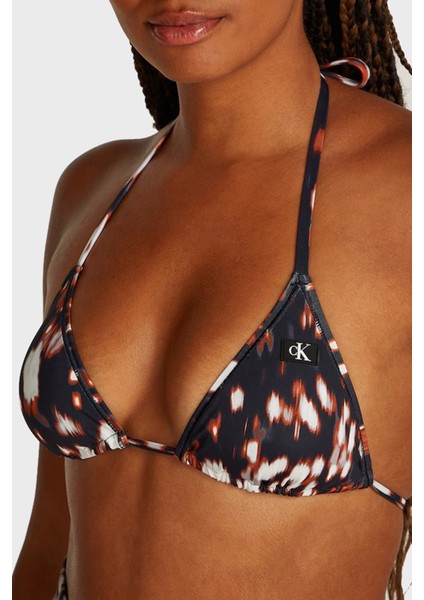 Desenli Bağlamalı Üçgen Bikini Üstü KW0KW023430GQ Bayan Bikini Üstü KW0KW02343 0gq modelleri