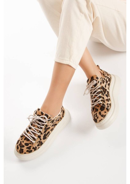 Kadın Renkli Günlük Spor Ayakkabı 2079 Siyah Leopar fırsatları