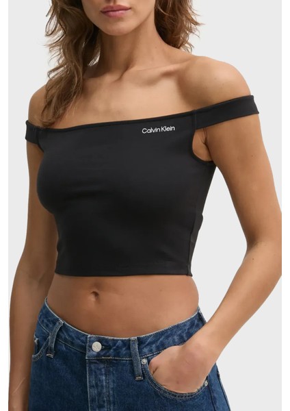 Streç Logolu Slim Fit Kayık Yaka Top J20J225542BEH Bayan Top J20J225542 Beh fırsatları