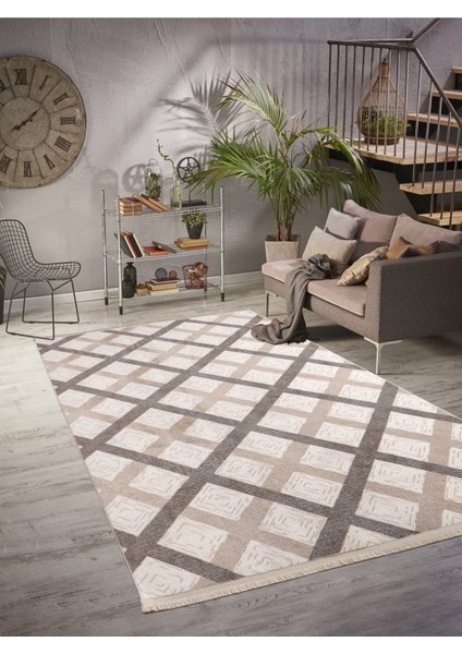 Kahverengi Kaymaz Yolluk - Yıkanabilir Dört Mevsim Halı | Salon, Banyo, Balkon, Genç Odası