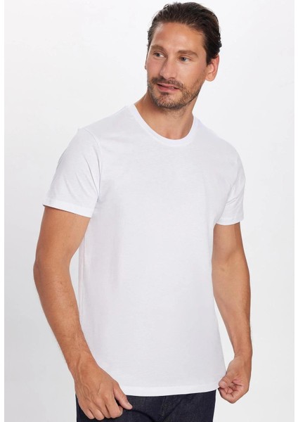 Unisex 5'li Paket Siyah-Beyaz-Lacivert-Vizon-Gri Slim Fit Dar Kesim %100 Pamuk Bisiklet Yaka Tişört modelleri