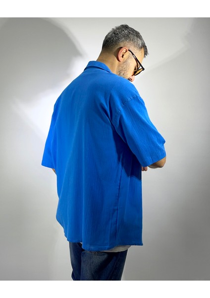 Oversize Keten Kısa Kol Gömlek