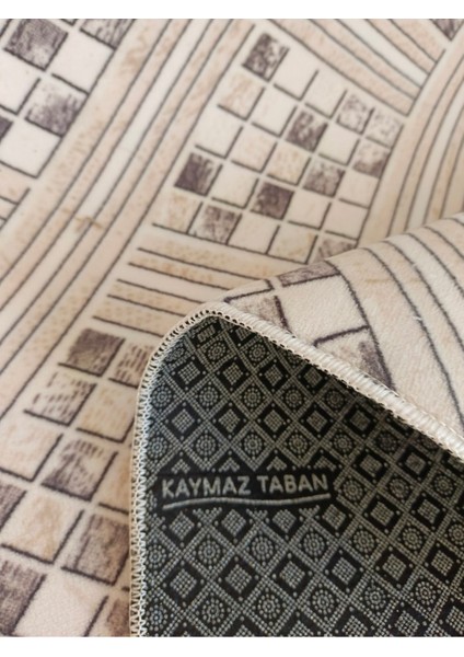 Krem Kaymaz Yolluk - Yıkanabilir Dört Mevsim Halı | Salon, Banyo, Balkon, Genç Odası